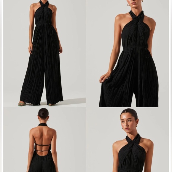 ASTR Damia Halter Wide Leg Jumpsuit - Black / S - Picture 1 of 2